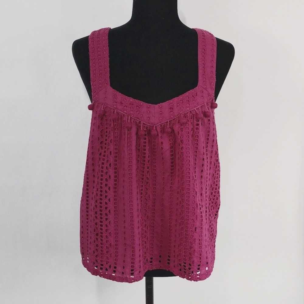 Sundance Crochet Tank Top in Magenta